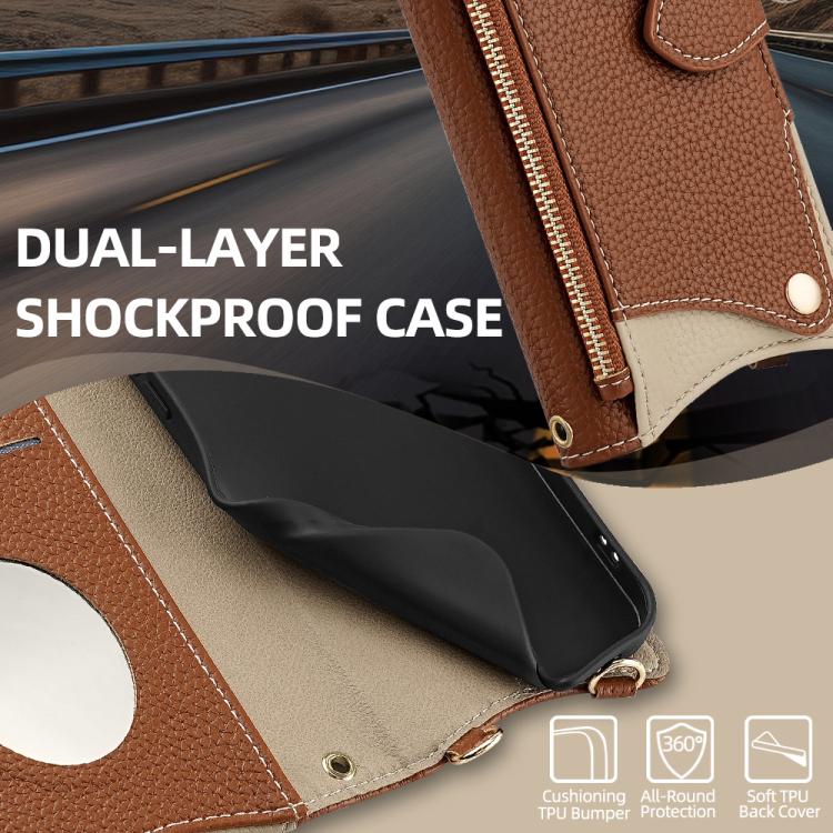 For Sharp Aquos wish4 Crossbody Chain Fishtail Litchi Leather Phone Case(Brown) - More Brand by PMC TechLife | Online Shopping South Africa | PMC TechLife | Buy Now Pay Later Mobicred