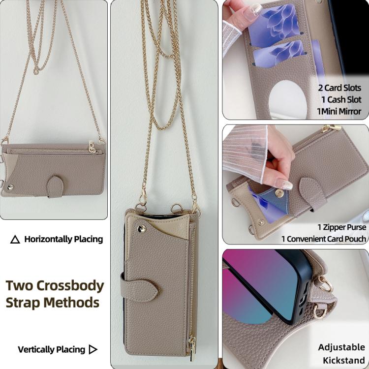 For Google Pixel 6a Crossbody Chain Fishtail Litchi Leather Phone Case(Grey) - Google Cases by PMC TechLife | Online Shopping South Africa | PMC TechLife | Buy Now Pay Later Mobicred