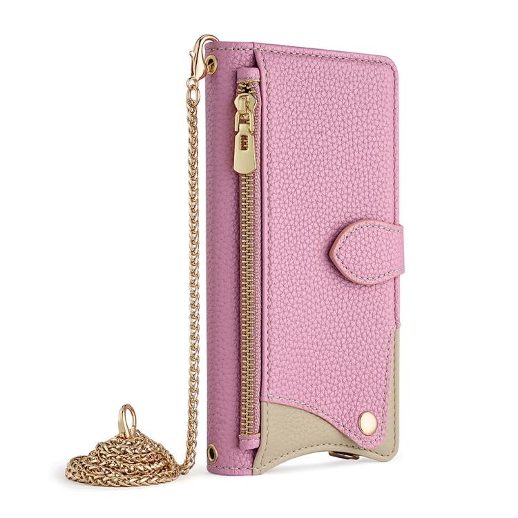 For Google Pixel 6a Crossbody Chain Fishtail Litchi Leather Phone Case(Pink) - Google Cases by PMC TechLife | Online Shopping South Africa | PMC TechLife | Buy Now Pay Later Mobicred