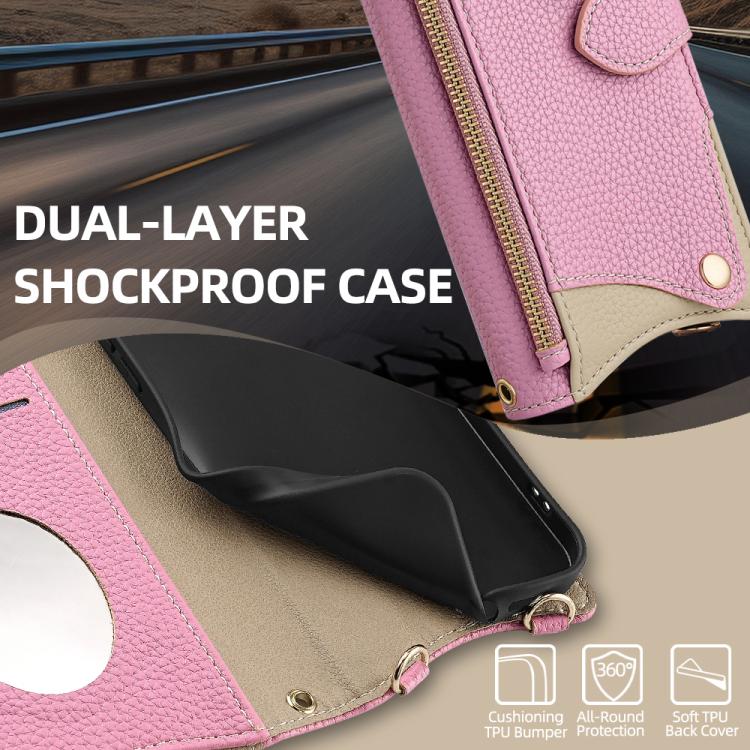 For Google Pixel 6a Crossbody Chain Fishtail Litchi Leather Phone Case(Pink) - Google Cases by PMC TechLife | Online Shopping South Africa | PMC TechLife | Buy Now Pay Later Mobicred