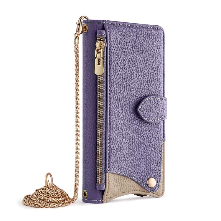 For Google Pixel 6a Crossbody Chain Fishtail Litchi Leather Phone Case(Purple) - Google Cases by PMC TechLife | Online Shopping South Africa | PMC TechLife | Buy Now Pay Later Mobicred