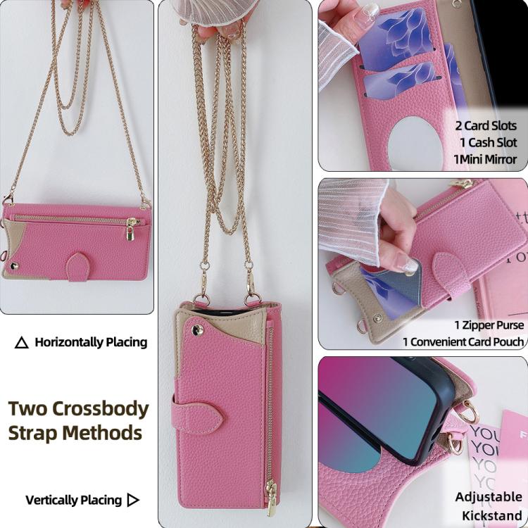 For Google Pixel 6 Pro Crossbody Chain Fishtail Litchi Leather Phone Case(Pink) - Google Cases by PMC TechLife | Online Shopping South Africa | PMC TechLife | Buy Now Pay Later Mobicred