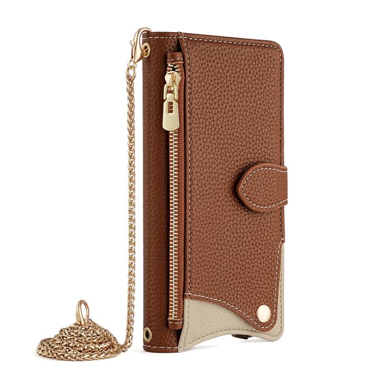 For Google Pixel 8 Crossbody Chain Fishtail Litchi Leather Phone Case(Brown) - Google Cases by PMC TechLife | Online Shopping South Africa | PMC TechLife | Buy Now Pay Later Mobicred