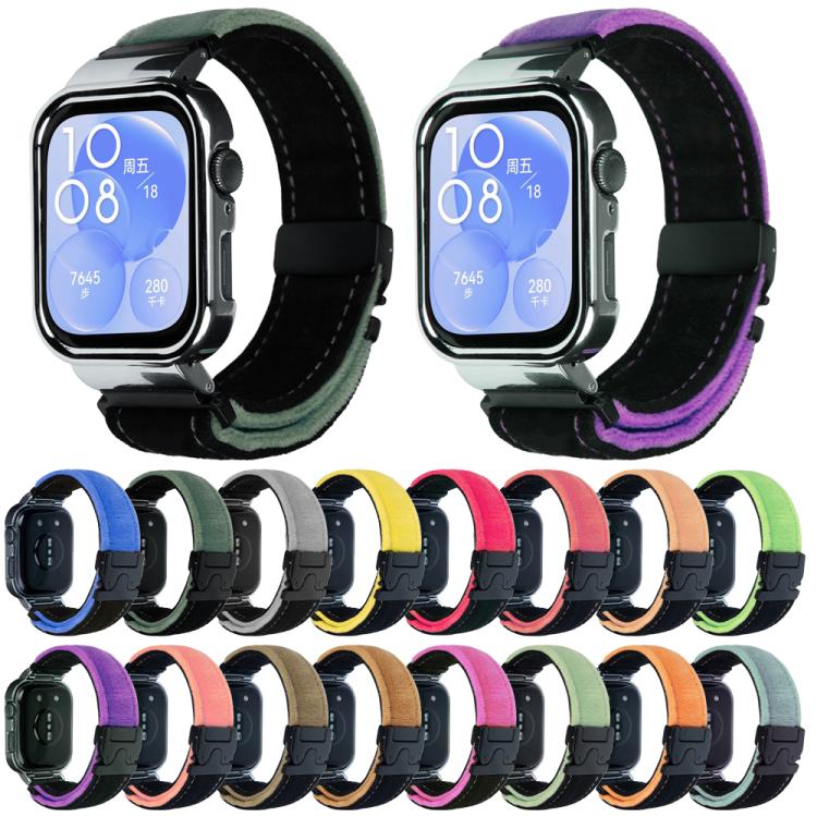 For Huawei Watch Fit3 Brushed Metal Silver Frame Watch Band(Black Pink) - free shipping - PMC TechLife - Order now!