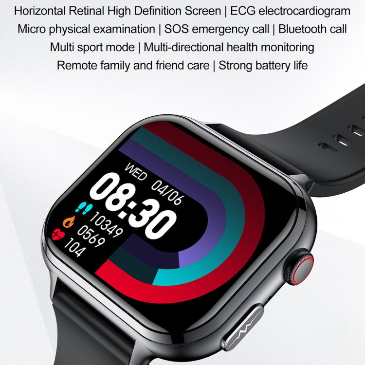 TK17 1.91 inch Horizontal Screen Steel Strap Smart Watch Supports ECG Electrocardiogram(Black) - free shipping - PMC TechLife - Order now!