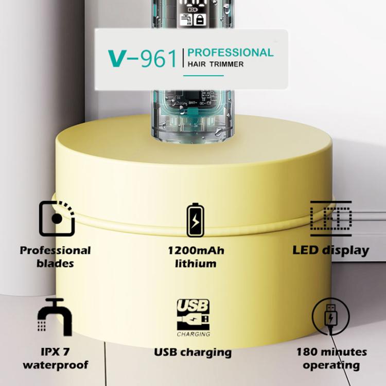 VGR V-961 IPX7 LED Digital Display USB Electric Hair Clipper(Black) - free shipping - PMC TechLife - Order now!