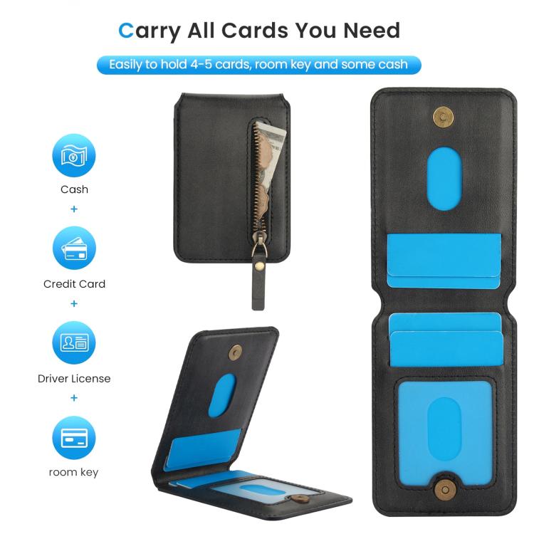 For iPhone 16e Zipper Wallet Split MagSafe Leather Back Phone Case(Black) - iPhone 16e Cases by PMC TechLife | Online Shopping South Africa | PMC TechLife | Buy Now Pay Later Mobicred