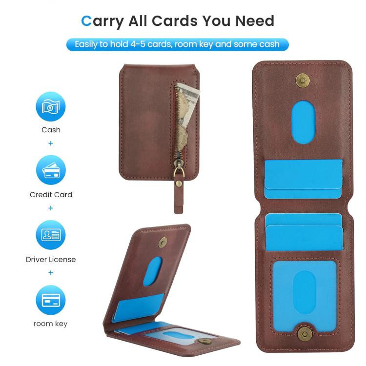 For iPhone 16e Zipper Wallet Split MagSafe Leather Back Phone Case(Brown) - iPhone 16e Cases by PMC TechLife | Online Shopping South Africa | PMC TechLife | Buy Now Pay Later Mobicred