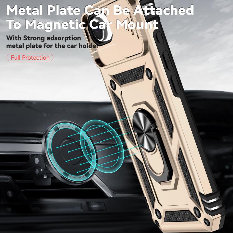 For iPhone 16e Sliding Camshield Holder Phone Case(Gold) - iPhone 16e Cases by PMC TechLife | Online Shopping South Africa | PMC TechLife | Buy Now Pay Later Mobicred