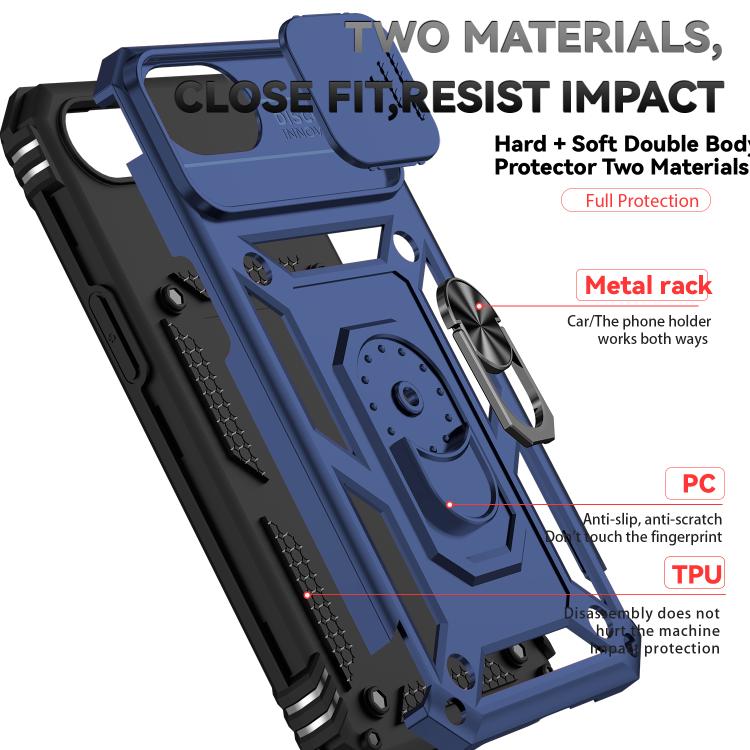 For iPhone 16e Sliding Camshield Holder Phone Case(Blue) - iPhone 16e Cases by PMC TechLife | Online Shopping South Africa | PMC TechLife | Buy Now Pay Later Mobicred