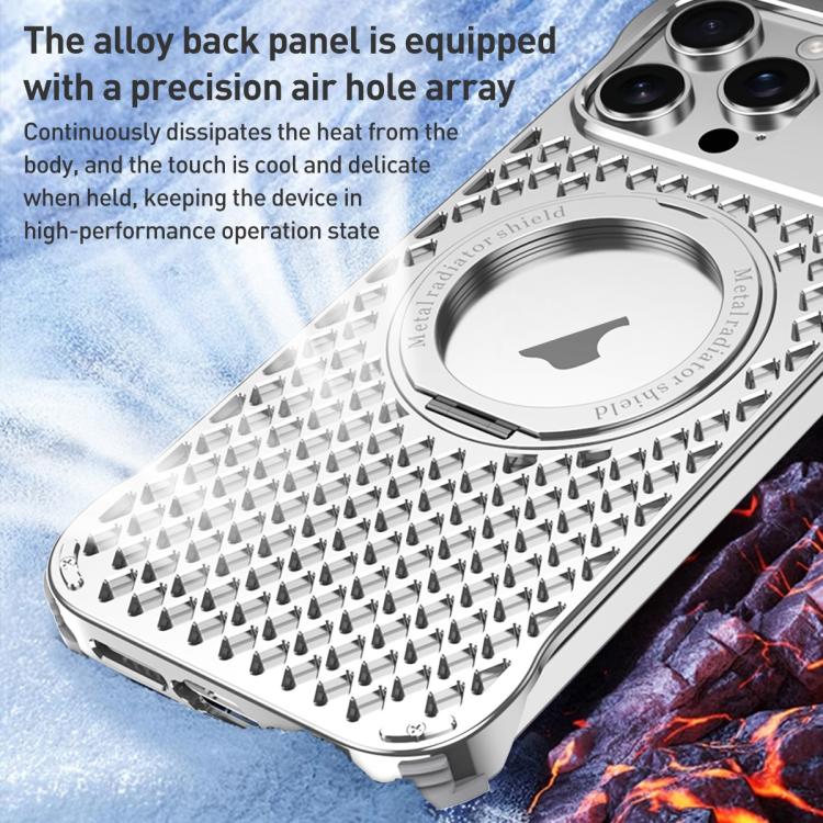 For iPhone 16 R-JUST RJ-64 Aromatherapy Heat Dissipation MagSafe Phone Case with Stand(Grey) - free shipping - PMc TechLife - Order now!