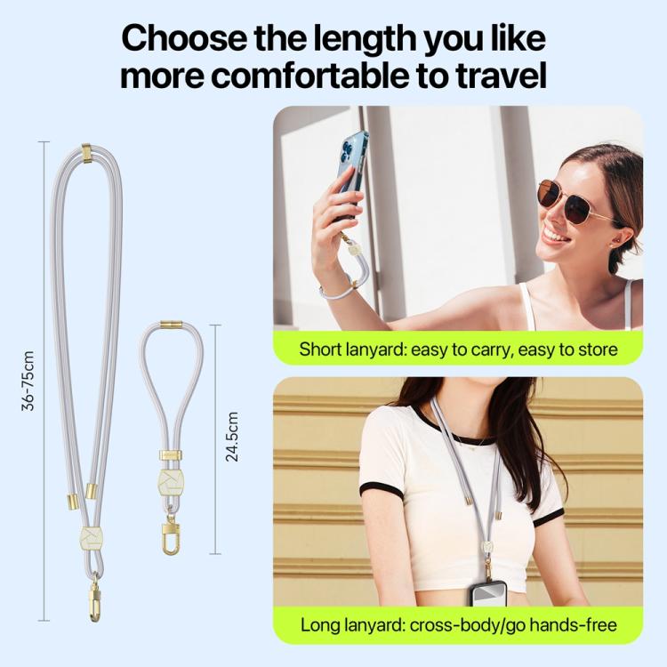 DUX DUCIS Garden Series Broken Ice Pattern Adjustable Short Phone Lanyard(Grey) - Lanyards & Wrist Straps by DUX DUCIS | Online Shopping South Africa | PMc TechLife | Buy Now Pay Later Mobicred