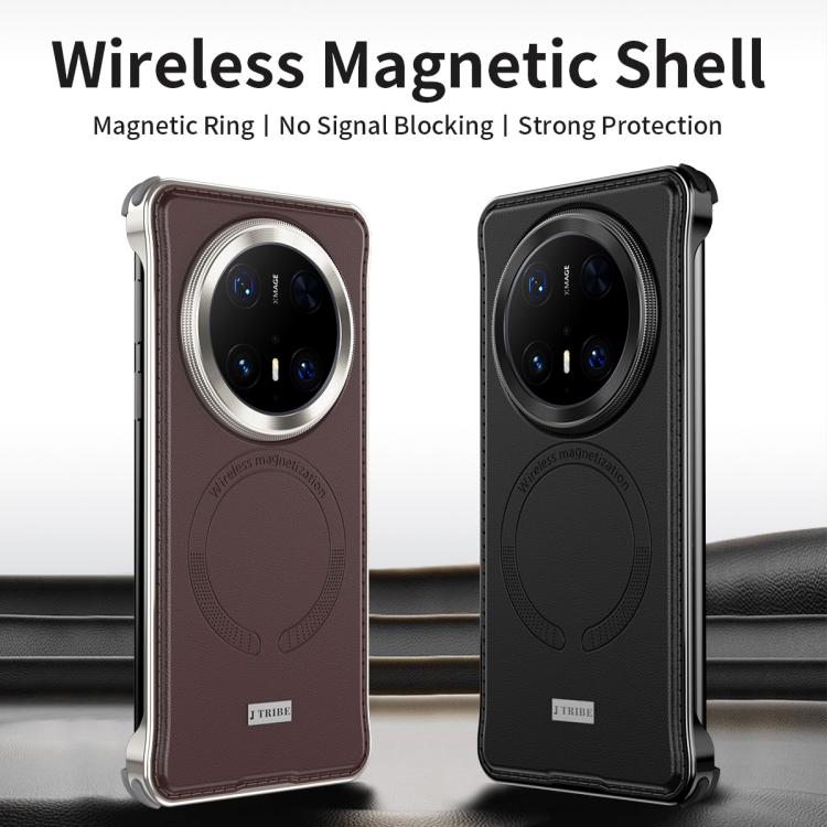 For Huawei Mate 70 Pro+ Metal Frameless MagSafe Leather Phone Case(Brown) - Huawei Cases by PMC TechLife | Online Shopping South Africa | PMC TechLife | Buy Now Pay Later Mobicred