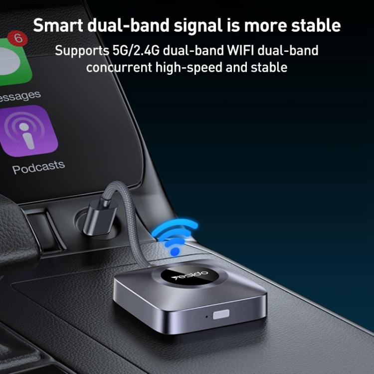 Yesido KM23 Wireless CarPlay with USB to Type-C Adapter(Grey) - free shipping - PMC TechLife - Order now!