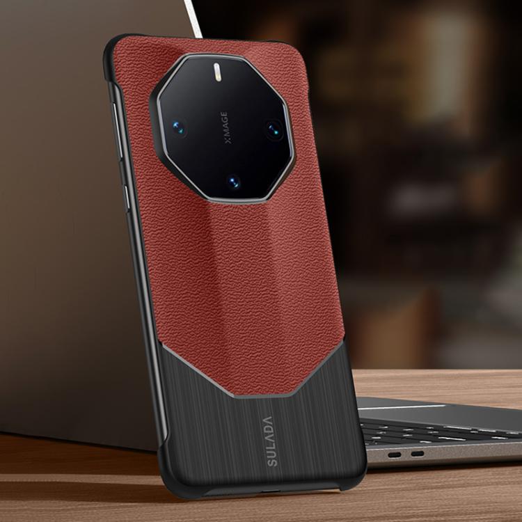 For Huawei Mate 60 RS Ultimate SULADA Frameless Top Layer Cowhide Leather Hybrid PC Phone Case(Red) - Huawei Cases by SULADA | Online Shopping South Africa | PMC TechLife | Buy Now Pay Later Mobicred