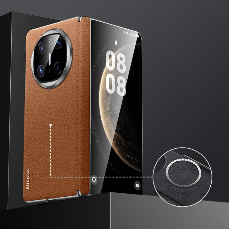 For Huawei Mate X6 SULADA Frameless Top Layer Cowhide Leather Hybrid PC Phone Case(Brown) - free shipping - PMC TechLife - Order now!