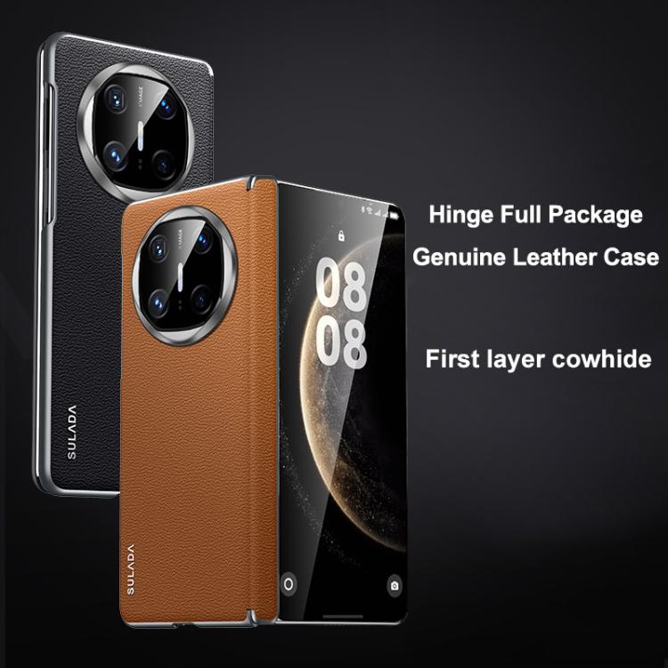 For Huawei Mate X6 SULADA Frameless Top Layer Cowhide Leather Hybrid PC Phone Case(Brown) - free shipping - PMC TechLife - Order now!