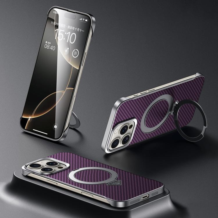 For iPhone 16 Pro SULADA Kevlar Texture MagSafe Magnetic Holder Phone Case(Purple) - free shipping - PMC TechLife - Order now!