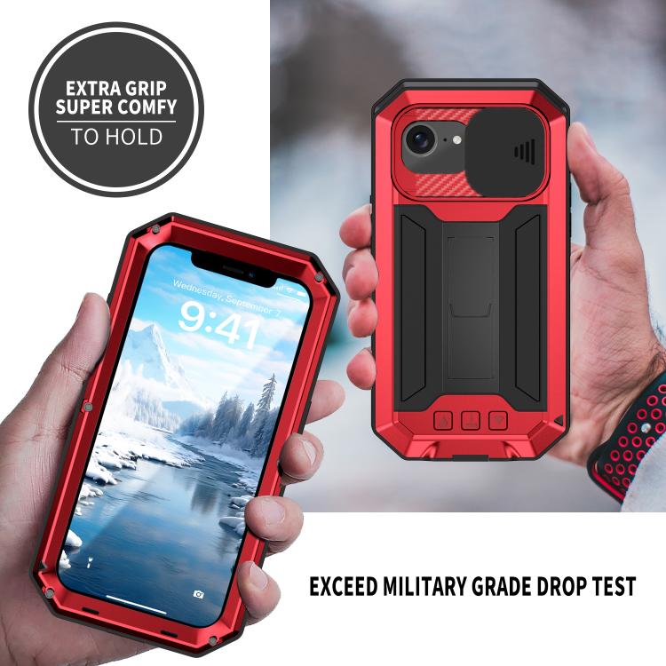For iPhone 16e Sliding Camera IP68 Waterproof Holder Phone Case(Red) - iPhone 16e Cases by PMC TechLife | Online Shopping South Africa | PMC TechLife | Buy Now Pay Later Mobicred