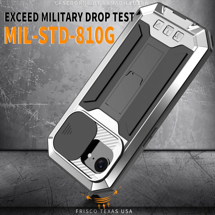 For iPhone 16e Sliding Camera IP68 Waterproof Holder Phone Case(Silver) - iPhone 16e Cases by PMC TechLife | Online Shopping South Africa | PMC TechLife | Buy Now Pay Later Mobicred