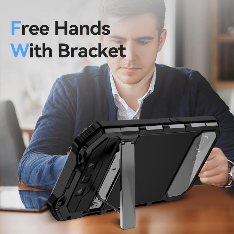 For iPhone 16e IP68 Waterproof Dustproof Shockproof Holder Phone Case(Black) - iPhone 16e Cases by PMC TechLife | Online Shopping South Africa | PMC TechLife | Buy Now Pay Later Mobicred