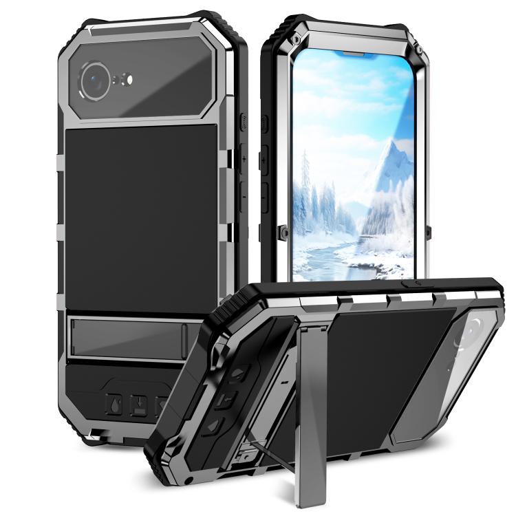 For iPhone 16e IP68 Waterproof Dustproof Shockproof Holder Phone Case(Silver) - free shipping - PMC TechLife - Order now!