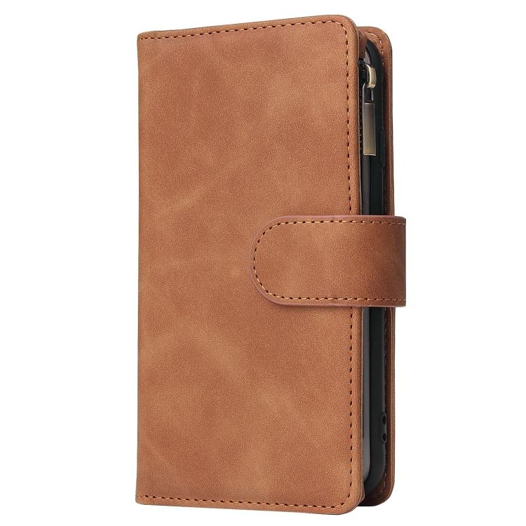 For iPhone 16e Multifunctional Multi-Card Wallet Phone Leather Case(Brown) - iPhone 16e Cases by PMC TechLife | Online Shopping South Africa | PMC TechLife | Buy Now Pay Later Mobicred