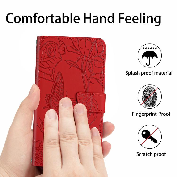 For Tecno Pova 7 5G Skin Feel Butterfly Embossed Flip Leather Phone Case(Red) - free shipping - PMC TechLife - Order now!