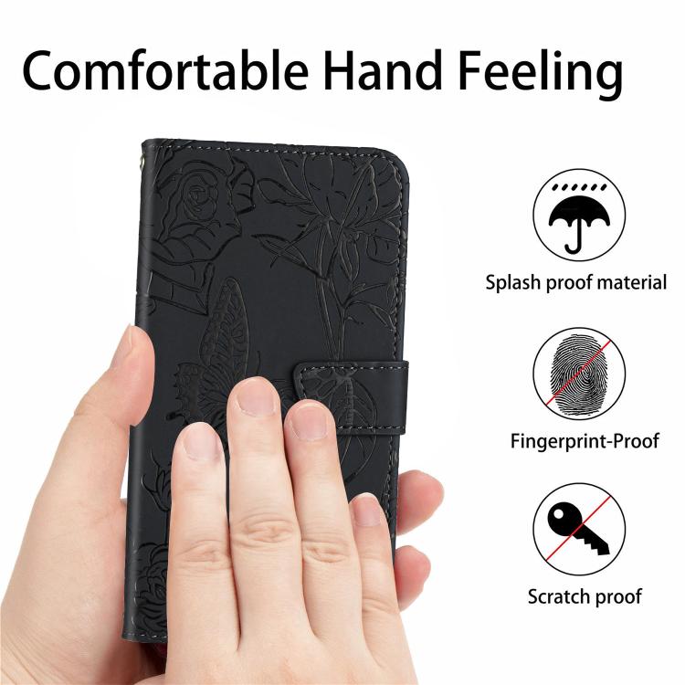 For Tecno Pova 7 4G Skin Feel Butterfly Embossed Flip Leather Phone Case(Black) - free shipping - PMC TechLife - Order now!