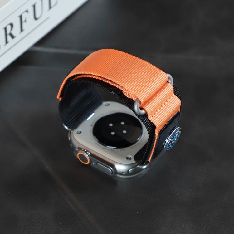 For Apple Watch 46mm / 49mm / 45mm / 44mm Kalebol Compass Nylon Loop Watch Strap(Black Orange) - free shipping - PMc TechLife - Order now!