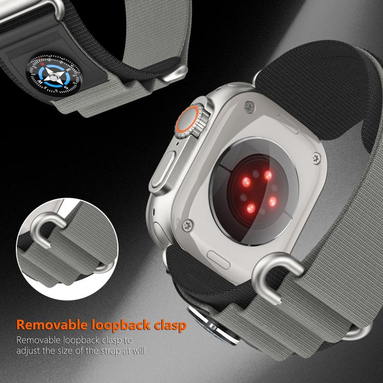For Apple Watch 42mm / 41mm / 40mm / 38mm Kalebol Compass Nylon Loop Watch Strap(Black Grey) - free shipping - PMc TechLife - Order now!