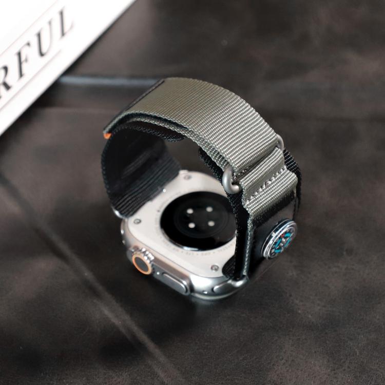 For Apple Watch 42mm / 41mm / 40mm / 38mm Kalebol Compass Nylon Loop Watch Strap(Black Grey) - free shipping - PMc TechLife - Order now!