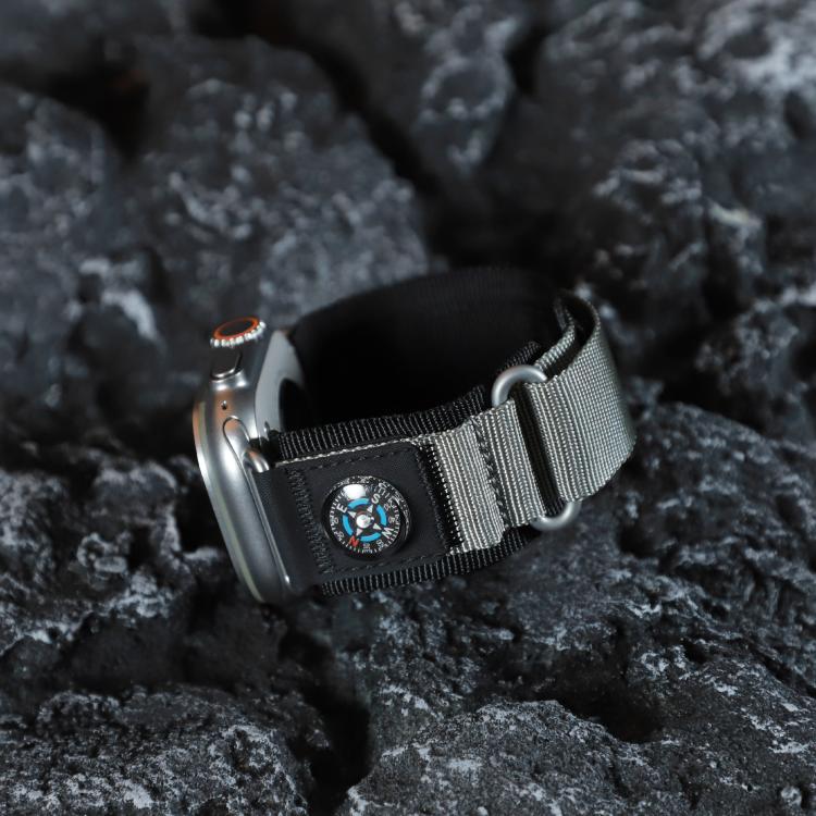 For Apple Watch 42mm / 41mm / 40mm / 38mm Kalebol Compass Nylon Loop Watch Strap(Black Grey) - free shipping - PMc TechLife - Order now!