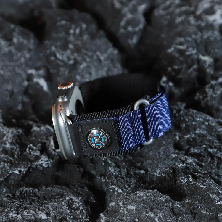 For Apple Watch 42mm / 41mm / 40mm / 38mm Kalebol Compass Nylon Loop Watch Strap(Black Blue) - free shipping - PMc TechLife - Order now!