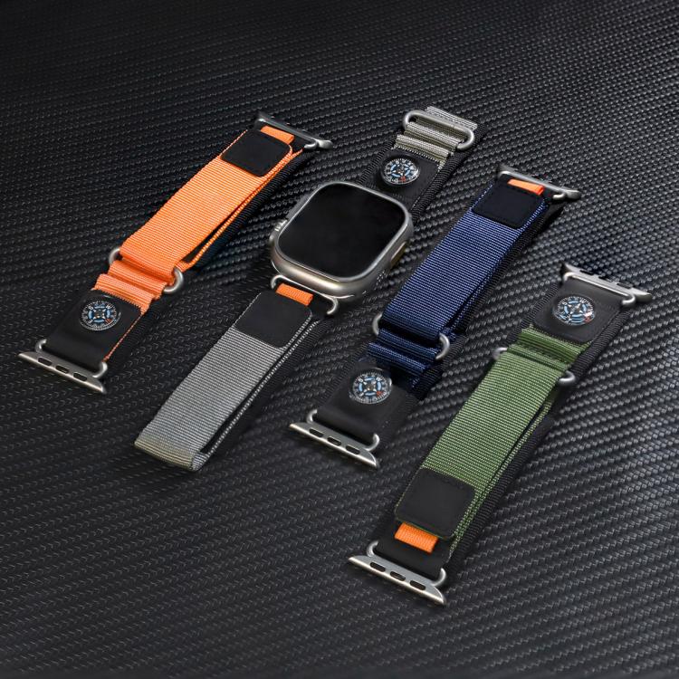 For Apple Watch 46mm / 49mm / 45mm / 44mm Compass Nylon Loop Watch Band(Black Blue) - free shipping - PMc TechLife - Order now!