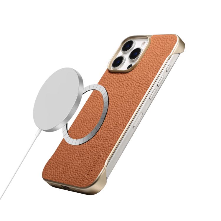 For iPhone 14 / 13 Denior A20 Genuine Leather Litchi Texture MagSafe Frameless Phone Case(Brown) - free shipping - PMc TechLife - Order now!