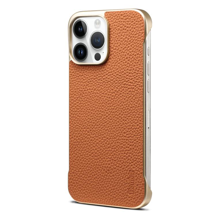For iPhone 14 Pro Denior A20 Genuine Leather Litchi Texture MagSafe Frameless Phone Case(Brown) - free shipping - PMc TechLife - Order now!