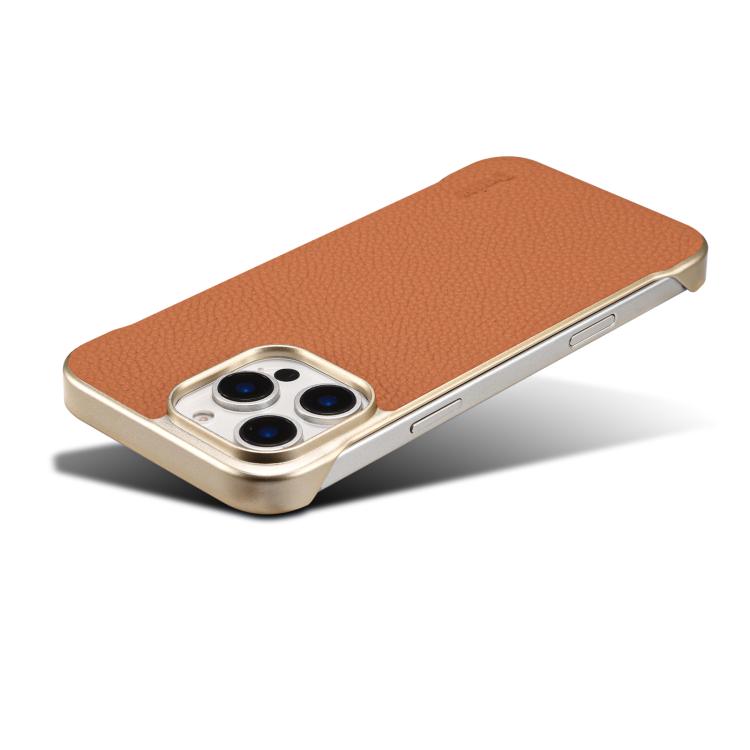 For iPhone 14 Pro Denior A20 Genuine Leather Litchi Texture MagSafe Frameless Phone Case(Brown) - free shipping - PMc TechLife - Order now!