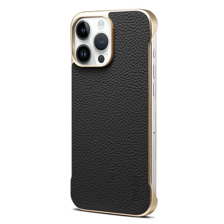 For iPhone 14 Pro Max Denior A20 Genuine Leather Litchi Texture MagSafe Frameless Phone Case(Black) - free shipping - PMc TechLife - Order now!