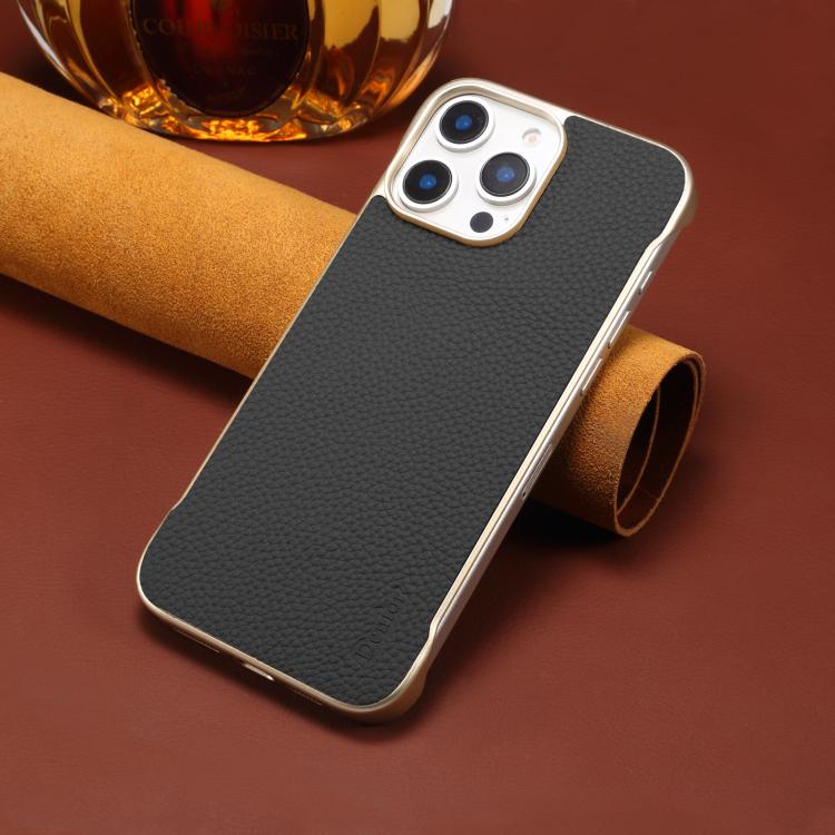 For iPhone 14 Pro Max Denior A20 Genuine Leather Litchi Texture MagSafe Frameless Phone Case(Black) - free shipping - PMc TechLife - Order now!