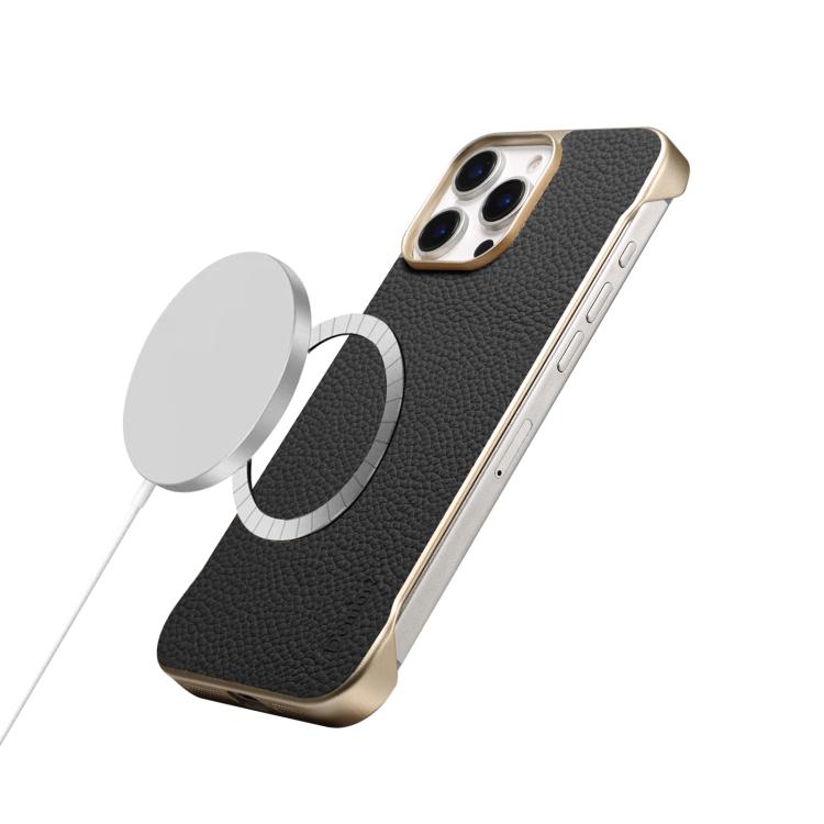 For iPhone 15 Denior A20 Genuine Leather Litchi Texture MagSafe Frameless Phone Case(Black) - free shipping - PMc TechLife - Order now!