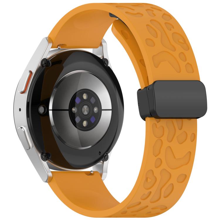 18mm Kalebol Universal Leopard Print Magnetic Folding Buckle Silicone Strap(Yellow) - 22mm Bands by Kalebol | Online Shopping South Africa | PMc TechLife | Buy Now Pay Later Mobicred