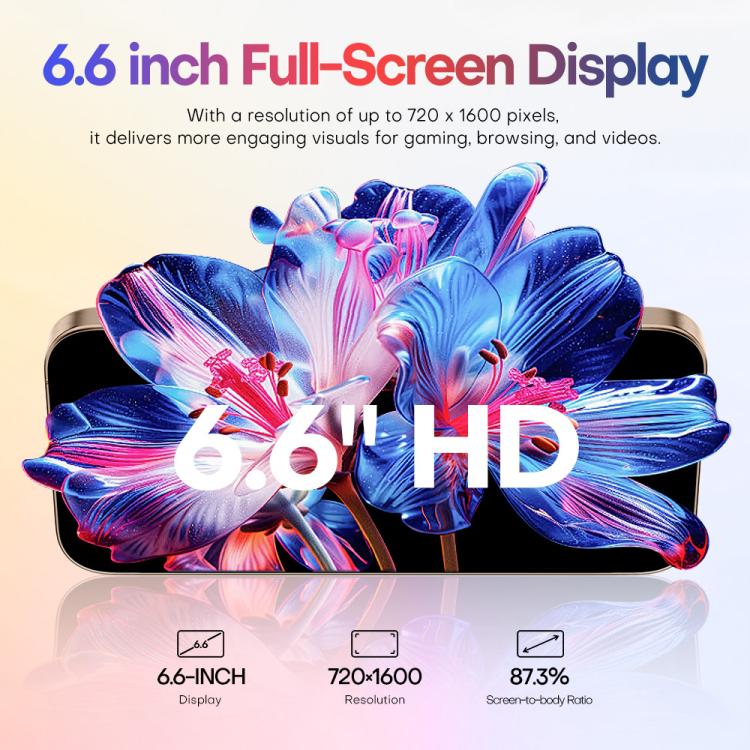 A88 / i16 Pro Max, 2GB+16GB, 6.6 inch Android 8.1 MTK6580A Quad Core, OTG, Network: 3G, Dual SIM, Plug:EU Plug(Titanium Black) - free shipping - PMc TechLife - Order now!