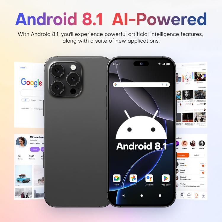 A88 / i16 Pro Max, 2GB+16GB, 6.6 inch Android 8.1 MTK6580A Quad Core, OTG, Network: 3G, Dual SIM, Plug:US Plug(Titanium Black) - free shipping - PMc TechLife - Order now!