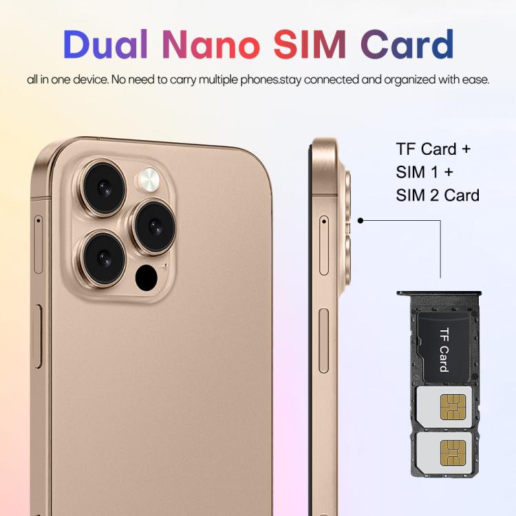 A88A / i16 Pro Max, 6GB+64GB, 6.6 inch Android 12 MTK6762 Helio G25 Octa Core, NFC, OTG, Network: 4G, Dual SIM, Plug:US Plug(Desert Gold) - free shipping - PMc TechLife - Order now!