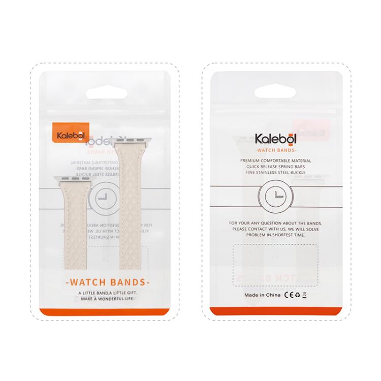 For Apple Watch 46mm / 49mm / 45mm / 44mm Kalebol Diamond Pattern Magnetic Buckle Leather Strap(Mud Grey) - Watch Bands by Kalebol | Online Shopping South Africa | PMC TechLife | Buy Now Pay Later Mobicred
