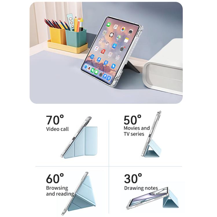 For iPad Pro 11 2024 ZGA Genre Series Y-Fold Leather Tablet Case with Pen Slot(Blue) - free shipping - PMc TechLife - Order now!