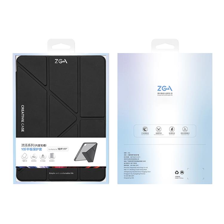 For iPad Pro 11 2024 ZGA Genre Series Y-Fold Leather Tablet Case with Pen Slot(Blue) - free shipping - PMc TechLife - Order now!
