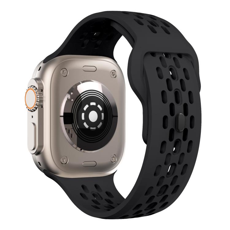 For Apple Watch 46mm / 49mm / 45mm / 44mm Kalebol Mesh Reverse Buckle Silicone Strap(Black) - Watch Bands by Kalebol | Online Shopping South Africa | PMC TechLife | Buy Now Pay Later Mobicred