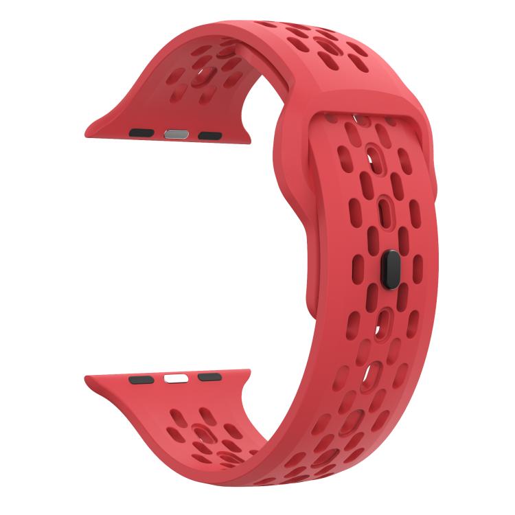 For Apple Watch 42mm / 41mm / 40mm / 38mm Kalebol Mesh Reverse Buckle Silicone Strap(Red) - Watch Bands by Kalebol | Online Shopping South Africa | PMC TechLife | Buy Now Pay Later Mobicred